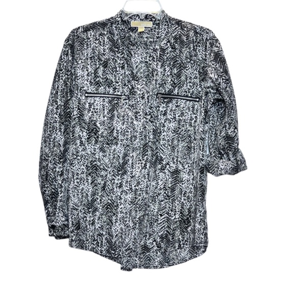 MICHAEL Michael Kors Half Button Down Roll Up Sleeve Top - Picture 3 of 13